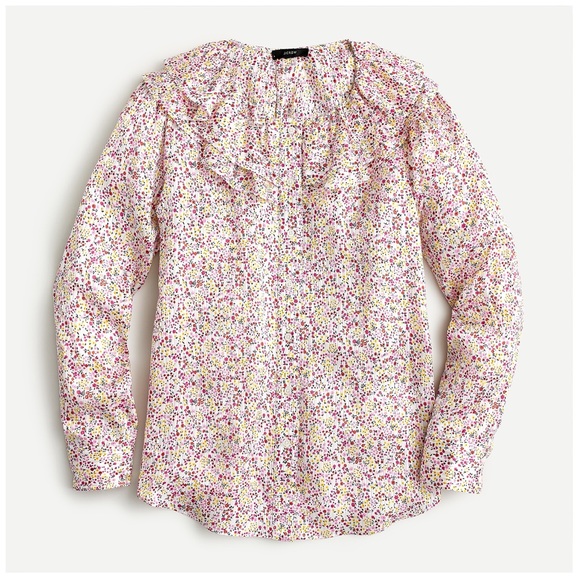 J. CREW Ruffle top in field day print
